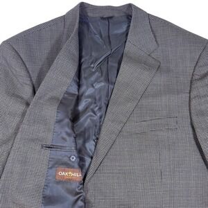 Oak Hill Brown Houndstooth 100% Wool Blazer‎ Mens Size 54 REG Sport Coat